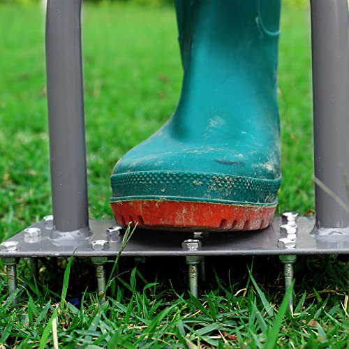 Manual Lawn Aerator Tool with 15 Iron Spikes