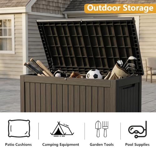 280 Gallon Outdoor Storage Box Waterproof Lockable Resin Deck Box Large (Black / 280 Gallon)