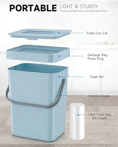 1.3 Gal Hanging Small Trash Can with Lid