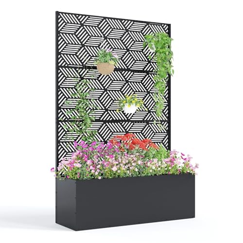 Metal Planter Box with Trellis 71"x47"x16"