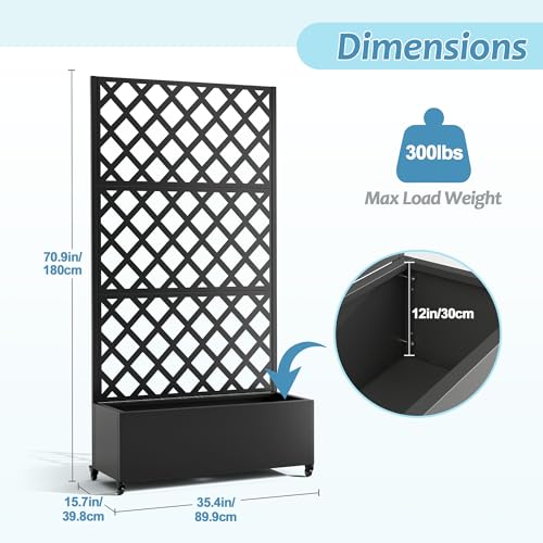 Metal Planter Box with Trellis
