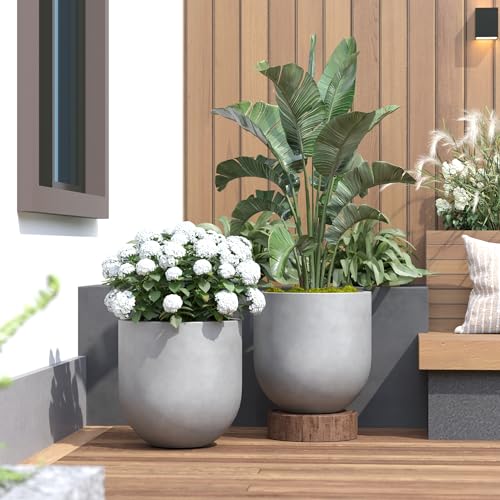 Signature Mount Antero 19.7''D x 19.7''H Modern Indoor Outdoor Fiberstone Bullet Shaped Planter (Large / Gray)