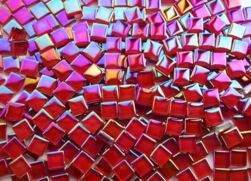 0.66lbs Ruby Red Iridescent Mosaic Tiles (10.56 Ounce)