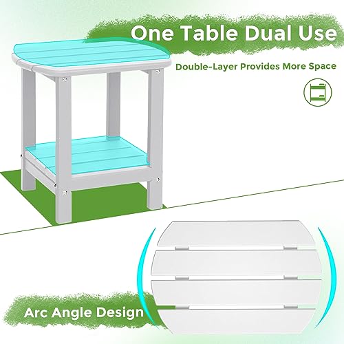 Adirondack Square Outdoor Side Table (White / a:Oval 2-Tier)