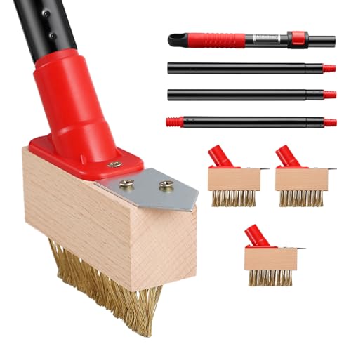 Weed Moss Remover Brush Tool 53'' Long Handle for Roof Paver Deck