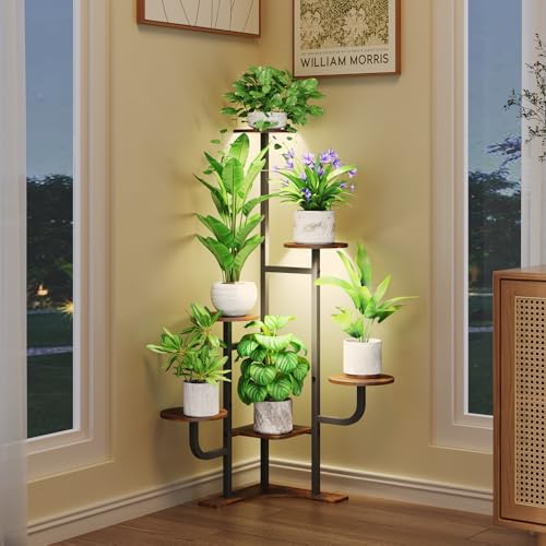 Corner Plant Stand with Grow Light