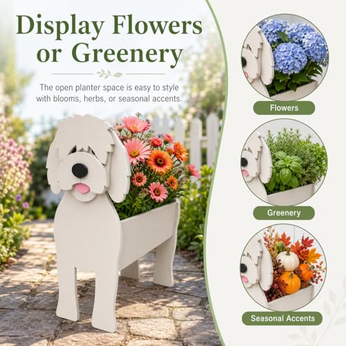 Small Golden Doodle Dog Planter Plant Pots
