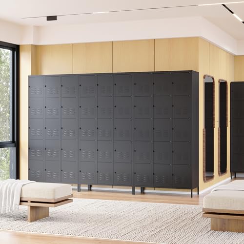 Metal Locker with 15 Doors Employees Locker (Black(4 Legs) / 15 Doors-Wide-71")