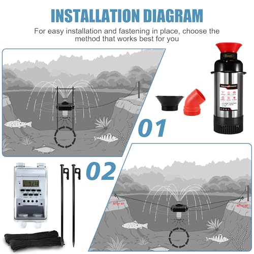 Pond Fountain Aerator F2 1HP 750W 15000GPH Floating Fountains Pump