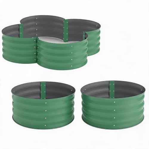 2 Pack Galvanized Raised Garden Bed (Green Petal-shaped / 4x4x1ft 2pcs)