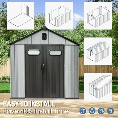 Domi 8x16 FT Resin Outdoor Storage Shed (8x16FT)