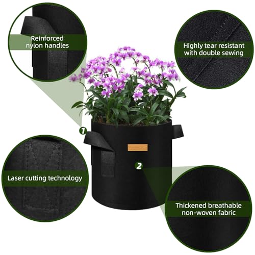 12 Pack 5 Gallon Plant Grow Bags (12 Count)
