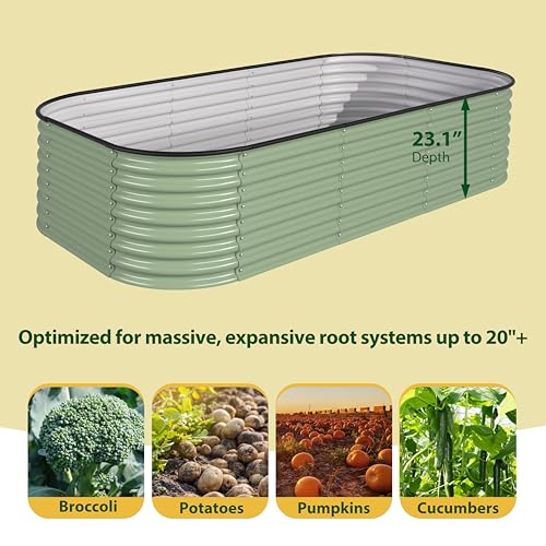 8x2x2ft Galvanized Raised Garden Bed (Olive Green / 8x2x2FT)
