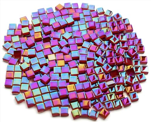 0.66lbs Ruby Red Iridescent Mosaic Tiles (10.56 Ounce)