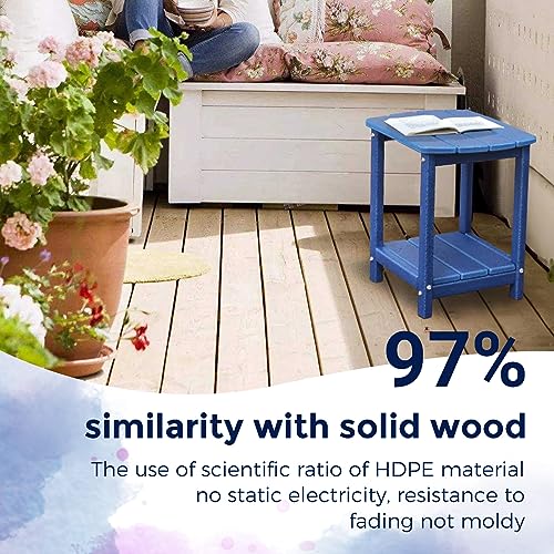 Adirondack Square Outdoor Side Table (Blue / a:Oval 2-Tier)