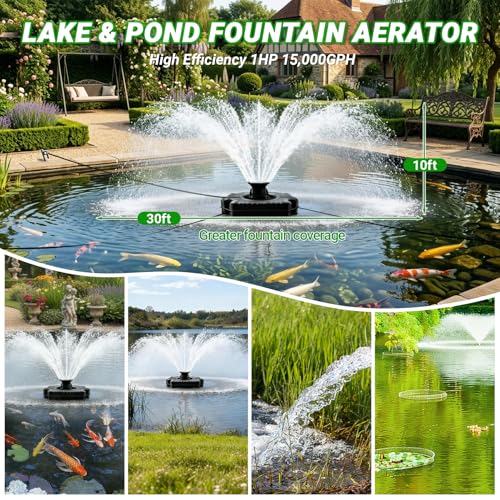 Pond Fountain Aerator (Black 0 Light 15000gph)