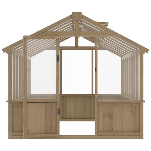 8 x 16 FT Wooden Greenhouse for Outdoor (Brown / 8x16 FT)