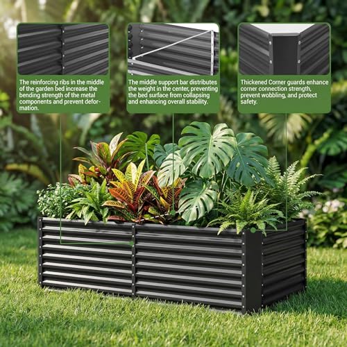 2 Pack 6×3×2 ft Galvanized Metal Raised Garden Bed (Gray / 6×3×2ft)