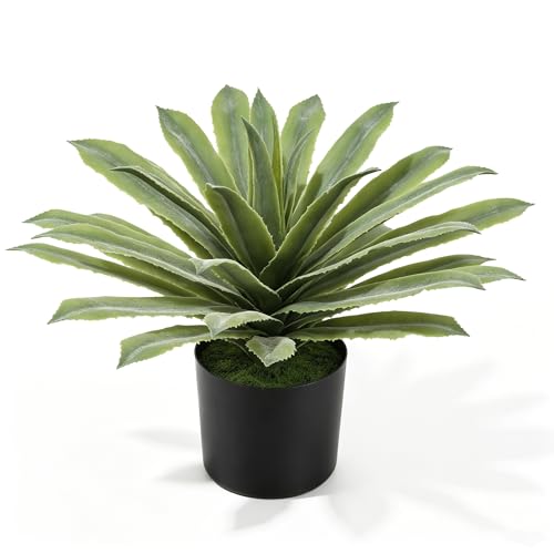 Artificial Potted Plant 13 Inch Fake Plants with Pot Faux Agave Plants for Home Office Floor Table Bathroom Kitchen Decor Indoor Outdoor