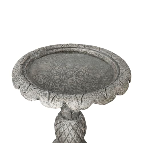 24.8 Inch Heigh Concrete Bird Bath with Pineapple Texture