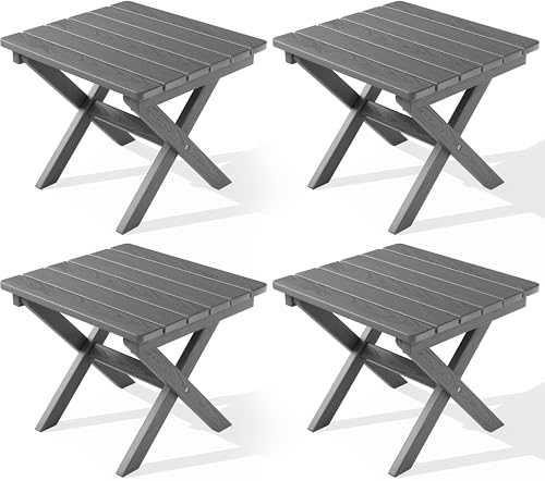 Small Folding Outdoor Side Table Set of 4 (Grey / Foldable 4-pack)