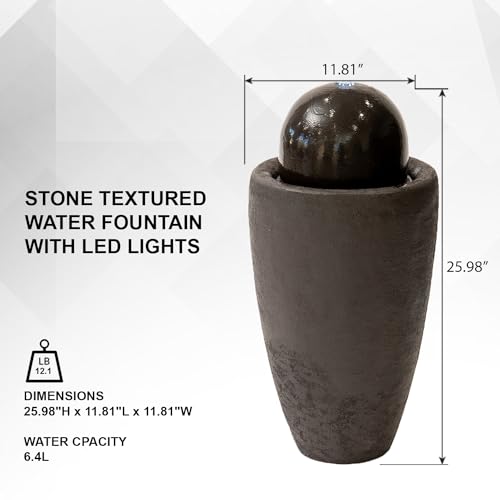 25.98" H Round Stone Indoor (Brown / 25.98"H)