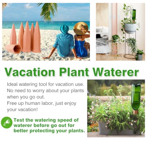 Plant Watering Devices 8 Pack Terracotta Vacation Plant Waterer Wine Bottle Watering Stakes Slow Release Plant Watering Spikes Self Watering Devices for Indoor Outdoor Plants (8 Count)