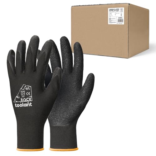 Crinkle Latex Work Gloves (Large / Black - 60 Pairs)