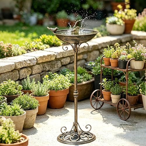 27.6" H Cast Iron BirdBaths for Outdoors