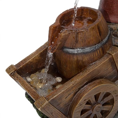 ZEN276S Outdoor Vintage Water Pump and Wheelbarrow Floor Fountain