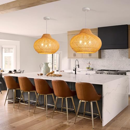 18.9" Rattan Pendant Light (Metal+Rattan / 18.9" 3-Light)