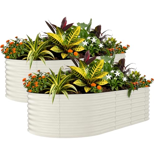 8x4x2ft Galvanized Raised Garden Bed (Beige-oval / 8x4x2ft)
