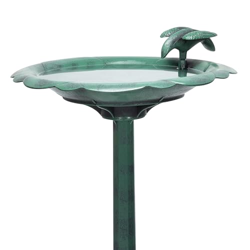 31" Tall Outdoor Antique Flower Birdbath with Bird Decoration Yard Statue