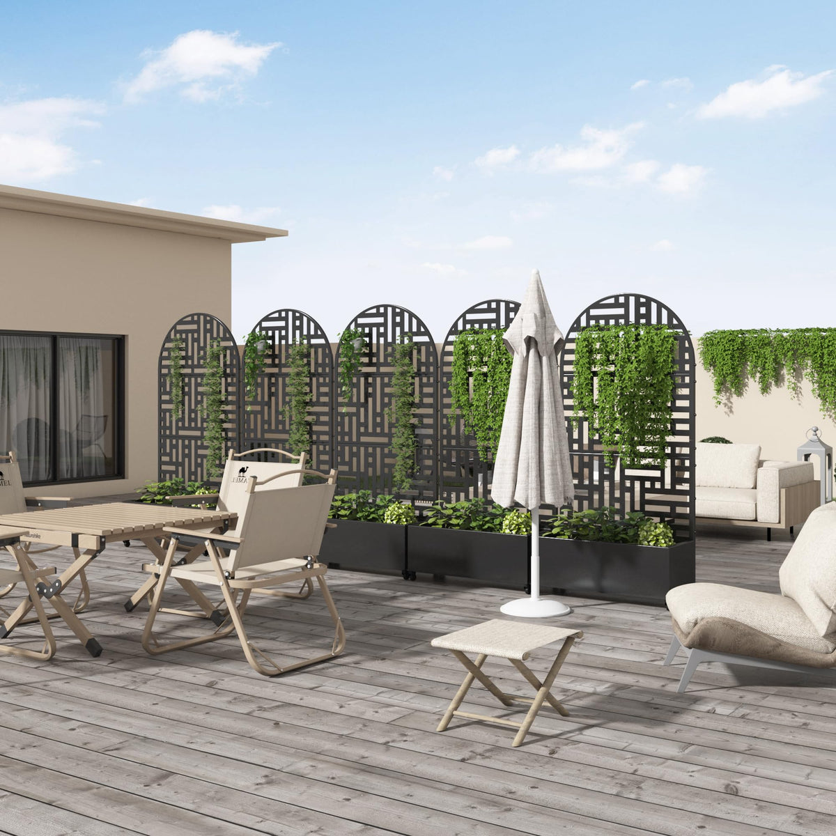 Metal Raised Garden Bed with Trellis and Wheels