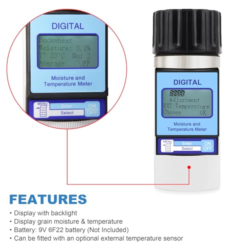 Dual Display Grain Moisture Meter Seed Humidity Tester for 25 Types Crops