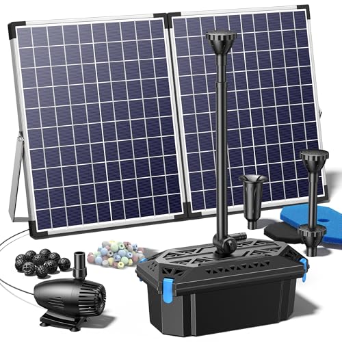 50W Solar Pond Filter Pump 580 GPH for Pond up to 2000 Gallons (50W)