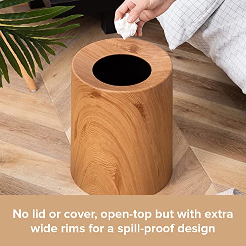 Anti Spill Nordic Wood Grain Look Waste Basket