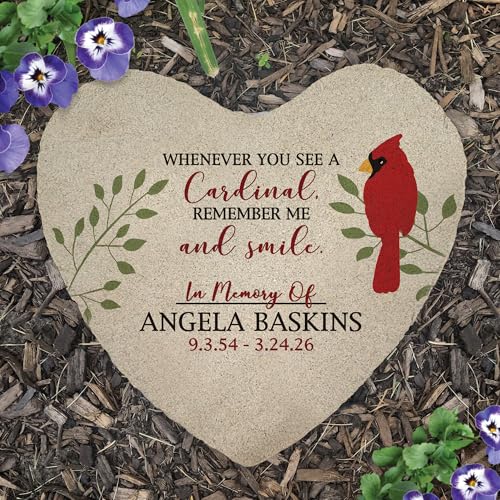Personalized Cardinal Memorial Stone (Cardinals / Heart)