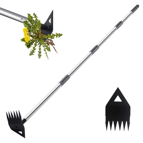 Weed Puller Tool with Long Handle (Gray)