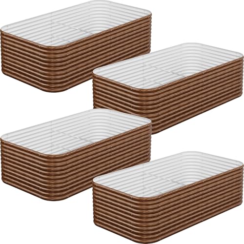 4 Pack Tall 8x4FT Brown Corrugated Galvanized Steel Raised Garden Bed Outdoor (Brown / 8x4FT)