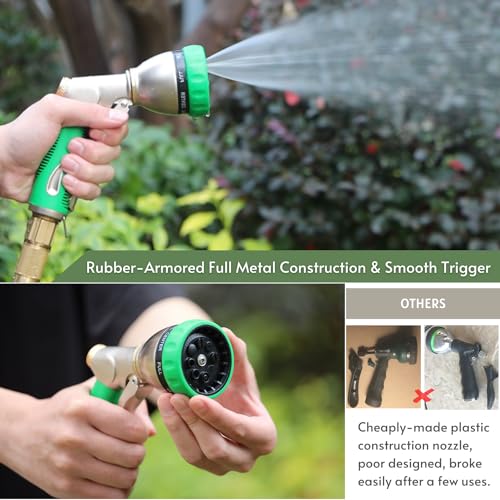 100% Metal Garden Hose Nozzle Sprayer with Ergonomic Handle