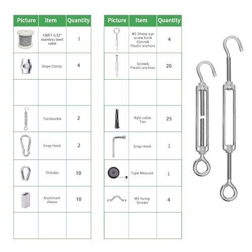 5 32" Wire Cable Rope Kit (100 Foot)
