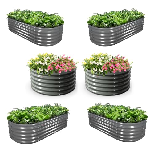 Anleolife 6 Bed 4ft Round & 6x2ft Oval Raised Bed Set (6 Count)