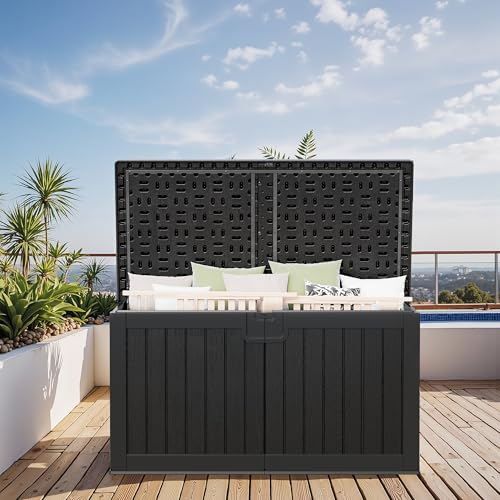 230 Gallon HDPE Outdoor Storage Box with Removable Dividers (230 Gallon / Black)