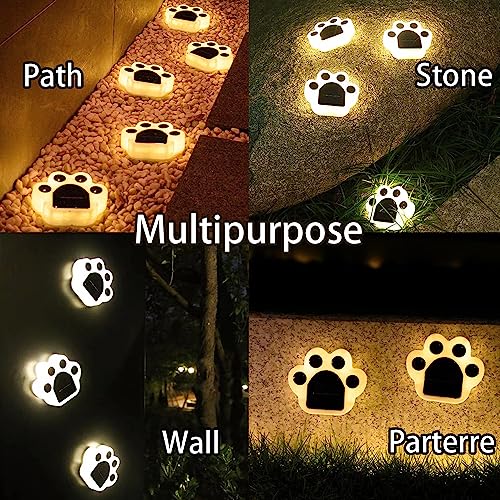 4 Pack Cute Solar Paw Print Light