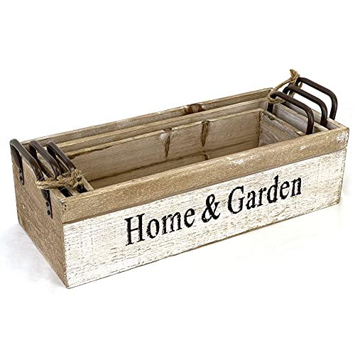 HD88341 3 PC set Wooden Boxes Planter Trough for flower pots (3 Count)