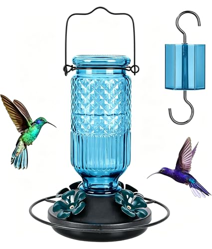 Glass Hummingbird Feeder for Outdoors Hanging