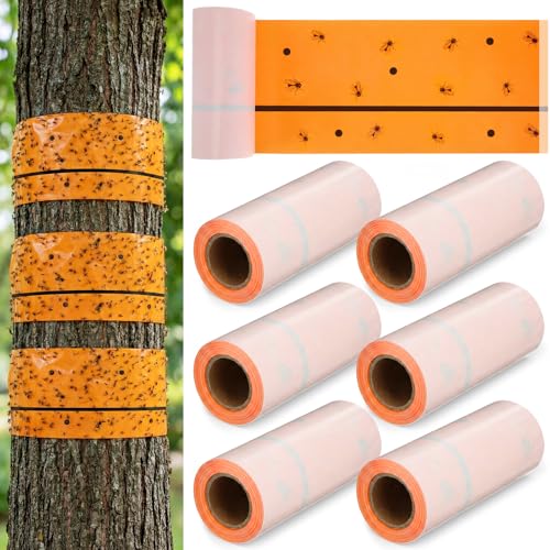 6 Rolls Spotted Lantern Fly Tree Tape Trap 30ft (Orange)