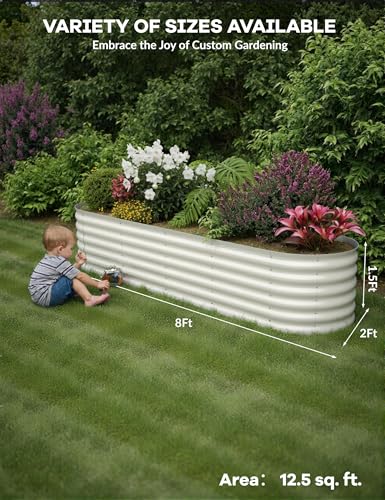 2 Pcs Raised Garden Beds Outdoor 8x2x1.5 ft