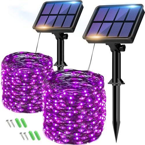 2 Pack Solar Halloween String Lights Outdoor Purple